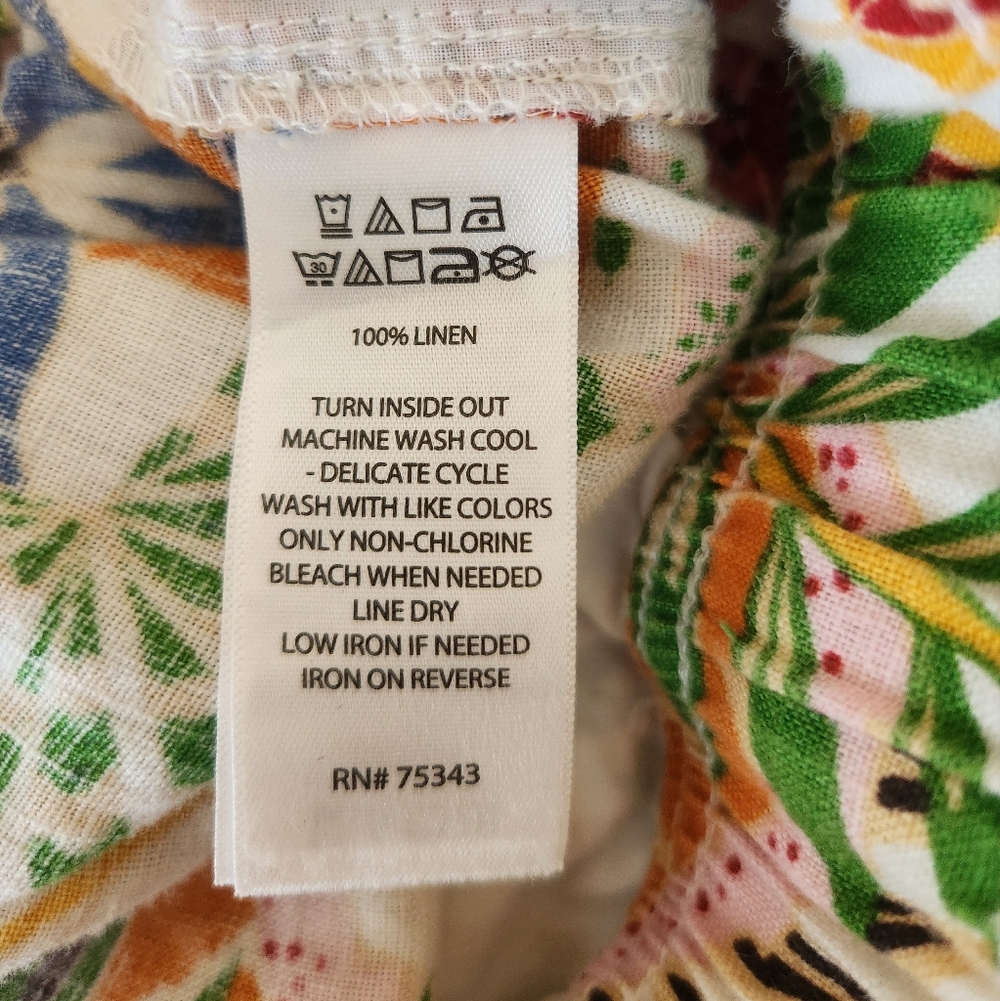 C&C California Colorful Linen Floral Wide-Leg Pants - Picture 7 of 8
